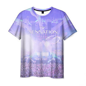 Мужская футболка 3D с принтом Sensation , 100% полиэфир | прямой крой, круглый вырез горловины, длина до линии бедер | sensation | white |  sensation white | вайт | сенсейшн