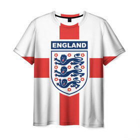 Мужская футболка 3D с принтом Сборная Англии , 100% полиэфир | прямой крой, круглый вырез горловины, длина до линии бедер | england | англия | европы | мира | футбол | чемпионат