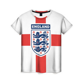Женская футболка 3D с принтом Сборная Англии , 100% полиэфир ( синтетическое хлопкоподобное полотно) | прямой крой, круглый вырез горловины, длина до линии бедер | england | англия | европы | мира | футбол | чемпионат