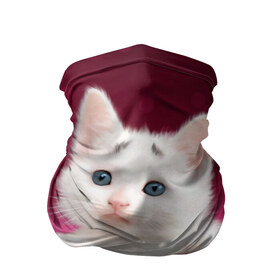 Бандана-труба 3D с принтом Белый котёнок , 100% полиэстер, ткань с особыми свойствами — Activecool | плотность 150‒180 г/м2; хорошо тянется, но сохраняет форму | киска | кот | котёнок | кошка | прикольные картинки