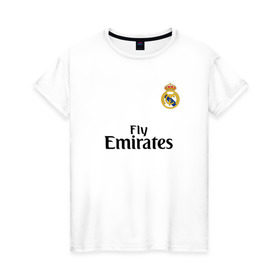 Женская футболка хлопок с принтом Реал форма , 100% хлопок | прямой крой, круглый вырез горловины, длина до линии бедер, слегка спущенное плечо | fc real | real madrid | испания | лига чемпионов | реал мадрид | фк реал