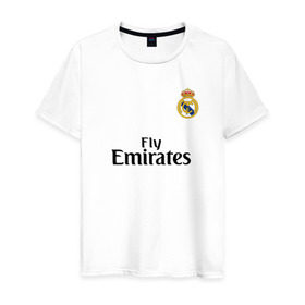 Мужская футболка хлопок с принтом Реал форма , 100% хлопок | прямой крой, круглый вырез горловины, длина до линии бедер, слегка спущенное плечо. | fc real | real madrid | испания | лига чемпионов | реал мадрид | фк реал