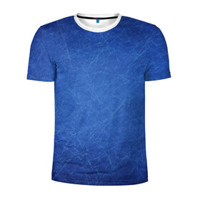 Мужская футболка 3D спортивная с принтом Текстура , 100% полиэстер с улучшенными характеристиками | приталенный силуэт, круглая горловина, широкие плечи, сужается к линии бедра | полоски | синий | текстура | царапины