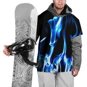 Накидка на куртку 3D с принтом Огонь , 100% полиэстер |  | пламя | синее | яркий