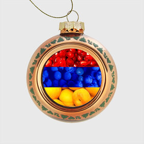 Стеклянный ёлочный шар с принтом Флаг Армении , Стекло | Диаметр: 80 мм | армения | гранат | персик | слива | страны | флаг армении | фрукты