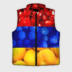 Мужской жилет утепленный 3D с принтом Флаг Армении ,  |  | армения | гранат | персик | слива | страны | флаг армении | фрукты