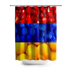 Штора 3D для ванной с принтом Флаг Армении , 100% полиэстер | плотность материала — 100 г/м2. Стандартный размер — 146 см х 180 см. По верхнему краю — пластиковые люверсы для креплений. В комплекте 10 пластиковых колец | армения | гранат | персик | слива | страны | флаг армении | фрукты