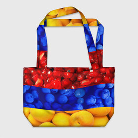 Пляжная сумка 3D с принтом Флаг Армении , 100% полиэстер | застегивается на металлическую кнопку; внутренний карман застегивается на молнию. Стенки укреплены специальным мягким материалом, чтобы защитить содержимое от несильных ударов
 | армения | гранат | персик | слива | страны | флаг армении | фрукты