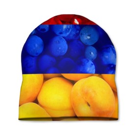 Шапка 3D с принтом Флаг Армении , 100% полиэстер | универсальный размер, печать по всей поверхности изделия | армения | гранат | персик | слива | страны | флаг армении | фрукты