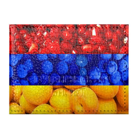 Обложка для студенческого билета с принтом Флаг Армении , натуральная кожа | Размер: 11*8 см; Печать на всей внешней стороне | армения | гранат | персик | слива | страны | флаг армении | фрукты