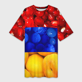 Платье-футболка 3D с принтом Флаг Армении ,  |  | армения | гранат | персик | слива | страны | флаг армении | фрукты