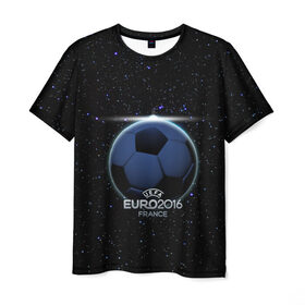 Мужская футболка 3D с принтом Евро 2016 02 (Космос-2) , 100% полиэфир | прямой крой, круглый вырез горловины, длина до линии бедер | Тематика изображения на принте: 