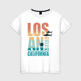 Женская футболка хлопок с принтом Losangeles , 100% хлопок | прямой крой, круглый вырез горловины, длина до линии бедер, слегка спущенное плечо | california | losangeles | summer | лето