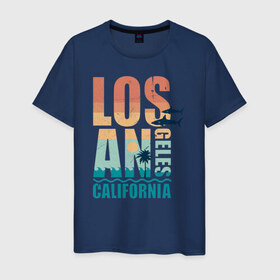 Мужская футболка хлопок с принтом Losangeles , 100% хлопок | прямой крой, круглый вырез горловины, длина до линии бедер, слегка спущенное плечо. | california | losangeles | summer | лето
