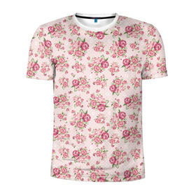 Мужская футболка 3D спортивная с принтом Fashion sweet flower , 100% полиэстер с улучшенными характеристиками | приталенный силуэт, круглая горловина, широкие плечи, сужается к линии бедра | паттерны | розовый | розы | узор
