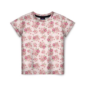 Детская футболка 3D с принтом Fashion sweet flower , 100% гипоаллергенный полиэфир | прямой крой, круглый вырез горловины, длина до линии бедер, чуть спущенное плечо, ткань немного тянется | паттерны | розовый | розы | узор