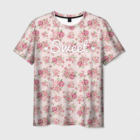 Мужская футболка 3D с принтом Fashion sweet flower 2 , 100% полиэфир | прямой крой, круглый вырез горловины, длина до линии бедер | flower | strowberry | summer | trend | клубника | клубничка | лето | попробуй меня | популярное | съешь меня | тренд | хит | цветочки | цветы