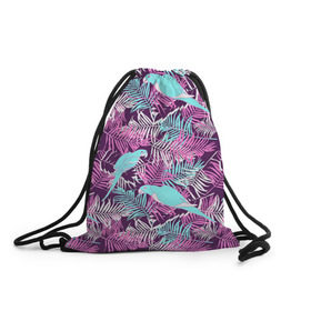 Рюкзак-мешок 3D с принтом Summer paradise , 100% полиэстер | плотность ткани — 200 г/м2, размер — 35 х 45 см; лямки — толстые шнурки, застежка на шнуровке, без карманов и подкладки | паттерн | попугаи | разноцветный | тропики | цветы | яркий
