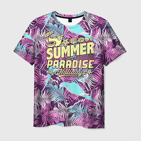 Мужская футболка 3D с принтом Summer paradise 2 , 100% полиэфир | прямой крой, круглый вырез горловины, длина до линии бедер | beach | flower | party | summer | swag | trend | вечеринка | лето | популярное | сваг | свег | тренд | хит | цветочки | цветы