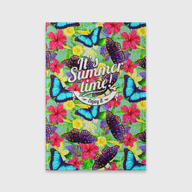 Обложка для паспорта матовая кожа с принтом Summer Butterflies 2 , натуральная матовая кожа | размер 19,3 х 13,7 см; прозрачные пластиковые крепления | Тематика изображения на принте: 