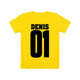 Детская футболка хлопок с принтом Денис 01 , 100% хлопок | круглый вырез горловины, полуприлегающий силуэт, длина до линии бедер | 01 | denis | денис | на спине | номер | цифры