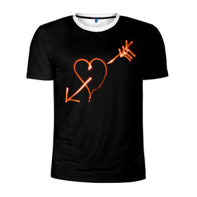 Мужская футболка 3D спортивная с принтом Love (стрела) , 100% полиэстер с улучшенными характеристиками | приталенный силуэт, круглая горловина, широкие плечи, сужается к линии бедра | 