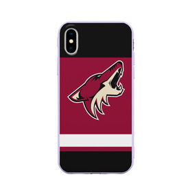 Чехол для Apple iPhone X силиконовый матовый с принтом Arizona Coyotes , Силикон | Печать на задней стороне чехла, без боковой панели | arizona coyotes | hockey | nhl | нхл | хоккей