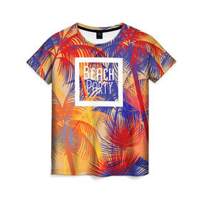Женская футболка 3D с принтом Beach Party , 100% полиэфир ( синтетическое хлопкоподобное полотно) | прямой крой, круглый вырез горловины, длина до линии бедер | beach | party | summer | trend | вечеринка | лето | популярное | тренд | хит