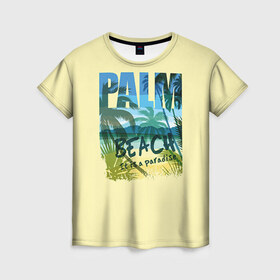 Женская футболка 3D с принтом Palm beach , 100% полиэфир ( синтетическое хлопкоподобное полотно) | прямой крой, круглый вырез горловины, длина до линии бедер | beach | party | summer | swag | trend | вечеринка | лето | популярное | сваг | свег | тренд | хит