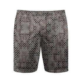 Мужские шорты 3D спортивные с принтом Кольчуга ,  |  | Тематика изображения на принте: броня | железо | металл | текстура