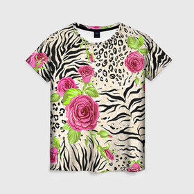 Женская футболка 3D с принтом Зебра , 100% полиэфир ( синтетическое хлопкоподобное полотно) | прямой крой, круглый вырез горловины, длина до линии бедер | flower | swag | trend | популярное | сваг | свег | тренд | хит | цветочки | цветы