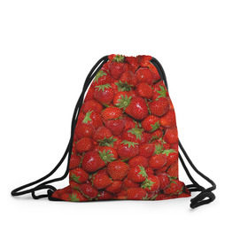 Рюкзак-мешок 3D с принтом Клубнички , 100% полиэстер | плотность ткани — 200 г/м2, размер — 35 х 45 см; лямки — толстые шнурки, застежка на шнуровке, без карманов и подкладки | красный | летний | фото | ягода