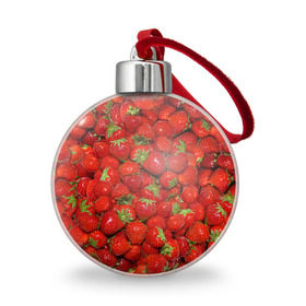 Ёлочный шар с принтом Клубнички , Пластик | Диаметр: 77 мм | красный | летний | фото | ягода