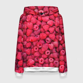Женская толстовка 3D с принтом Малинки , 100% полиэстер  | двухслойный капюшон со шнурком для регулировки, мягкие манжеты на рукавах и по низу толстовки, спереди карман-кенгуру с мягким внутренним слоем. | raspberry | летняя | ягодн