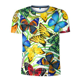 Мужская футболка 3D спортивная с принтом Бабочки 2 , 100% полиэстер с улучшенными характеристиками | приталенный силуэт, круглая горловина, широкие плечи, сужается к линии бедра | flower | summer | swag | trend | бабочки | лето | популярное | сваг | свег | тренд | хит | цветочки | цветы