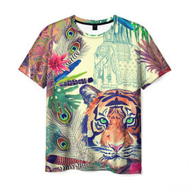 Мужская футболка 3D с принтом Индия , 100% полиэфир | прямой крой, круглый вырез горловины, длина до линии бедер | flower | summer | swag | trend | животные | лето | популярное | сваг | свег | тигр | тренд | хит | цветочки | цветы