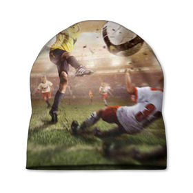 Шапка 3D с принтом Юные футболисты , 100% полиэстер | универсальный размер, печать по всей поверхности изделия | футбол