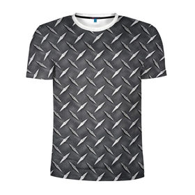Мужская футболка 3D спортивная с принтом Лист металла , 100% полиэстер с улучшенными характеристиками | приталенный силуэт, круглая горловина, широкие плечи, сужается к линии бедра | железо | металл