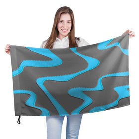 Флаг 3D с принтом Кривые линии , 100% полиэстер | плотность ткани — 95 г/м2, размер — 67 х 109 см. Принт наносится с одной стороны | асфальт | белый | вышивка | кривые линии | мокрый | серый | строчка | цвет