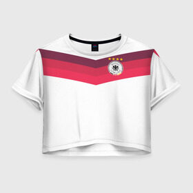 Женская футболка 3D укороченная с принтом Сборная Германии по футболу , 100% полиэстер | круглая горловина, длина футболки до линии талии, рукава с отворотами | germany