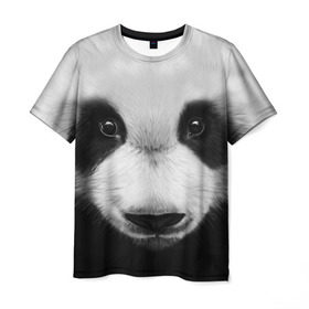 Мужская футболка 3D с принтом Морда панды , 100% полиэфир | прямой крой, круглый вырез горловины, длина до линии бедер | 