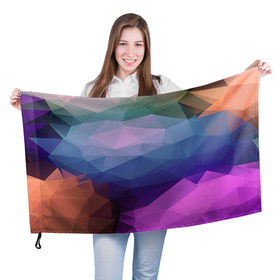 Флаг 3D с принтом Многогранник , 100% полиэстер | плотность ткани — 95 г/м2, размер — 67 х 109 см. Принт наносится с одной стороны | полигоны | треугольники | цветные