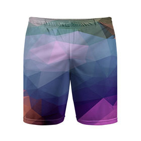 Мужские шорты 3D спортивные с принтом Многогранник ,  |  | полигоны | треугольники | цветные