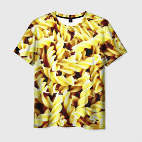 Мужская футболка 3D с принтом Макароны , 100% полиэфир | прямой крой, круглый вырез горловины, длина до линии бедер | еда | макароны | паста | хлебные