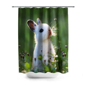 Штора 3D для ванной с принтом Кролик , 100% полиэстер | плотность материала — 100 г/м2. Стандартный размер — 146 см х 180 см. По верхнему краю — пластиковые люверсы для креплений. В комплекте 10 пластиковых колец | animal | baby | cute | flowers | fluffy | hare | lawn | little | meadow | rabbit | животное | заяц | кролик | луг | лужайка | маленький | малыш | милый | пушистый | цветы