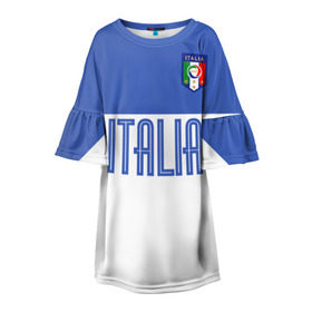 Детское платье 3D с принтом Сборная Италии по футболу , 100% полиэстер | прямой силуэт, чуть расширенный к низу. Круглая горловина, на рукавах — воланы | Тематика изображения на принте: европы | италия
