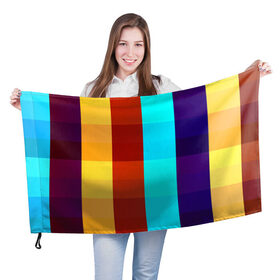 Флаг 3D с принтом Цветные кубики , 100% полиэстер | плотность ткани — 95 г/м2, размер — 67 х 109 см. Принт наносится с одной стороны | квадраты | плитка | разноцветные