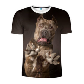Мужская футболка 3D спортивная с принтом Кане корсо , 100% полиэстер с улучшенными характеристиками | приталенный силуэт, круглая горловина, широкие плечи, сужается к линии бедра | animal | breed | brown | dog | fear | jump | legs | throw | бросок | дог | животное | испуг | коричневый | лапы | порода | прыжок | собака