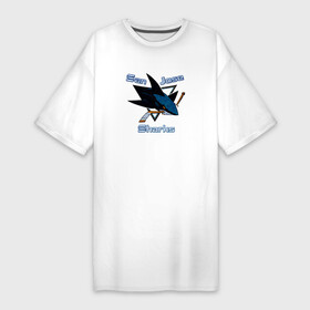 Платье-футболка хлопок с принтом San Jose Sharks hockey ,  |  | nhl | san jose sharks | спорт | хоккей