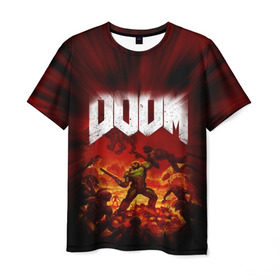 Мужская футболка 3D с принтом Doom 2016 , 100% полиэфир | прямой крой, круглый вырез горловины, длина до линии бедер | 